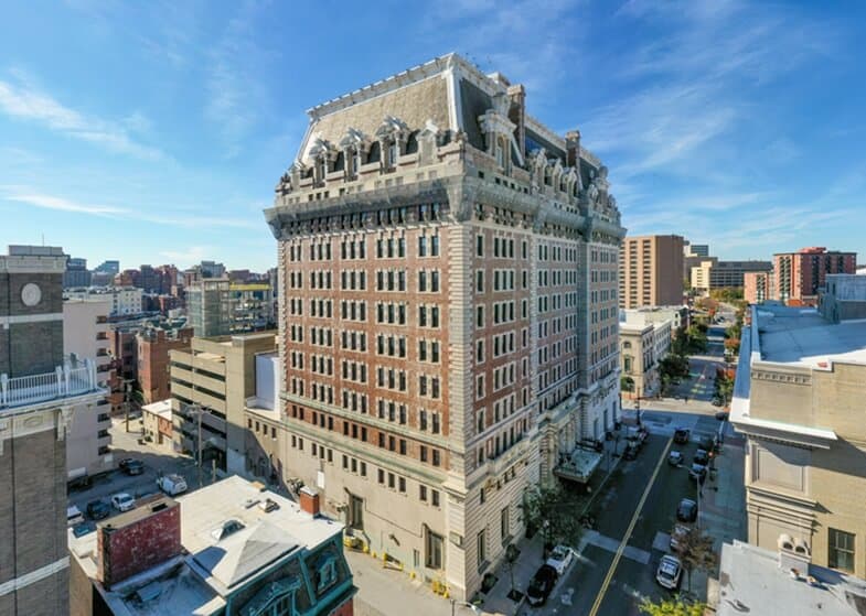 Exterior of historic building that houses Opus Virtual Offices located in Baltimore, Maryland
