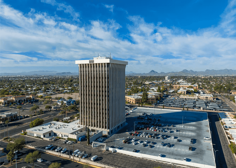 Exterior of building that houses Opus Virtual Offices locates in Tucson, Arizona