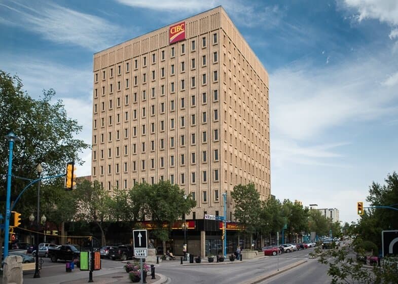 Exterior of building that houses Opus Virtual Offices located in Saskatoon, Saskatchewan