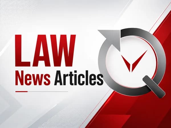 Law News Articles text with clock and magnifying glass icon graphic