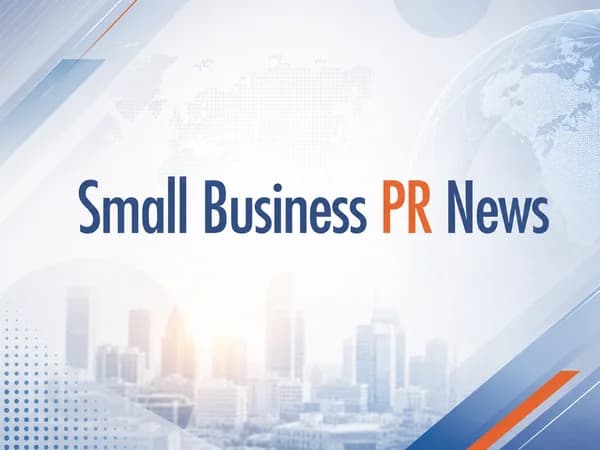 Small Business PR News text over city skyline and globe graphic