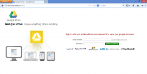 Google Drive phishing scam website landing page