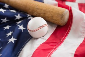 Baseball and an American flag