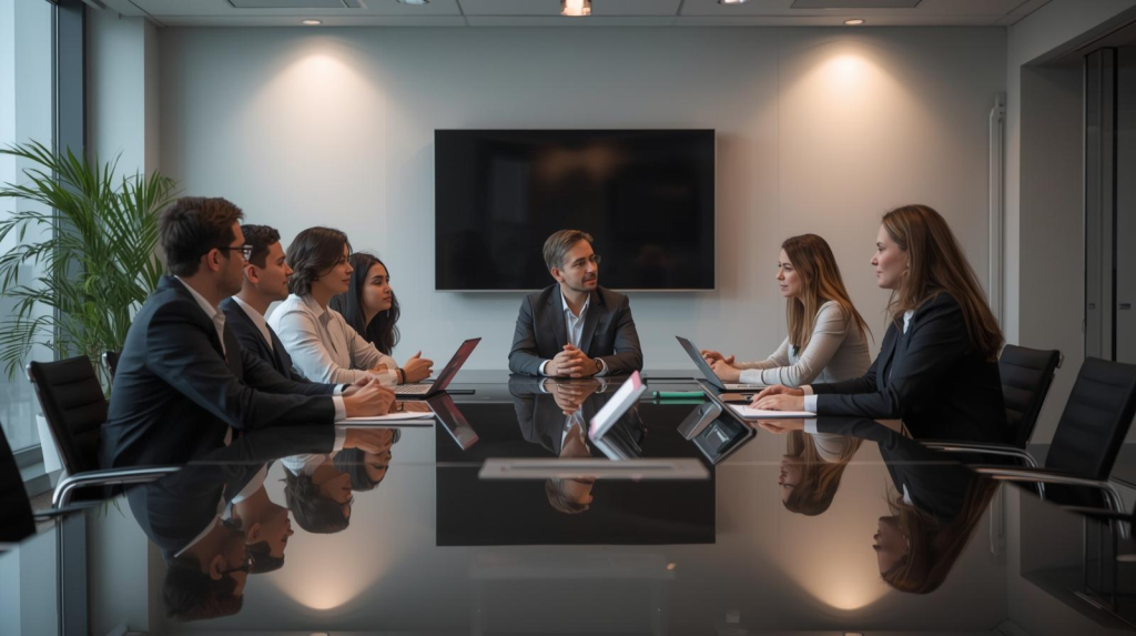 picture of a team having a meeting in conference room