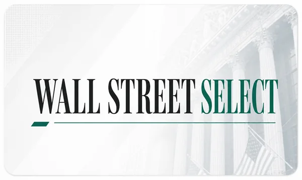 Wall Street Select logo over New York Stock Exchange facade